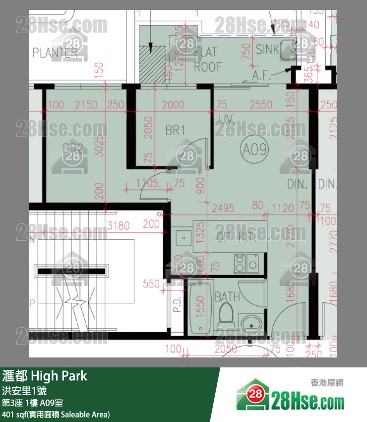 滙都 滙都I第3座1樓 A09室 平面圖