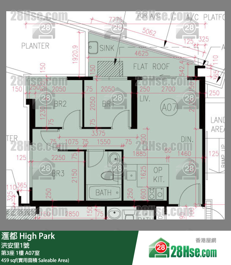 滙都 滙都I第3座1樓 A07室 平面圖