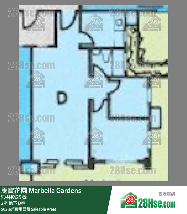 馬寶花園 2座 D室 平面圖
