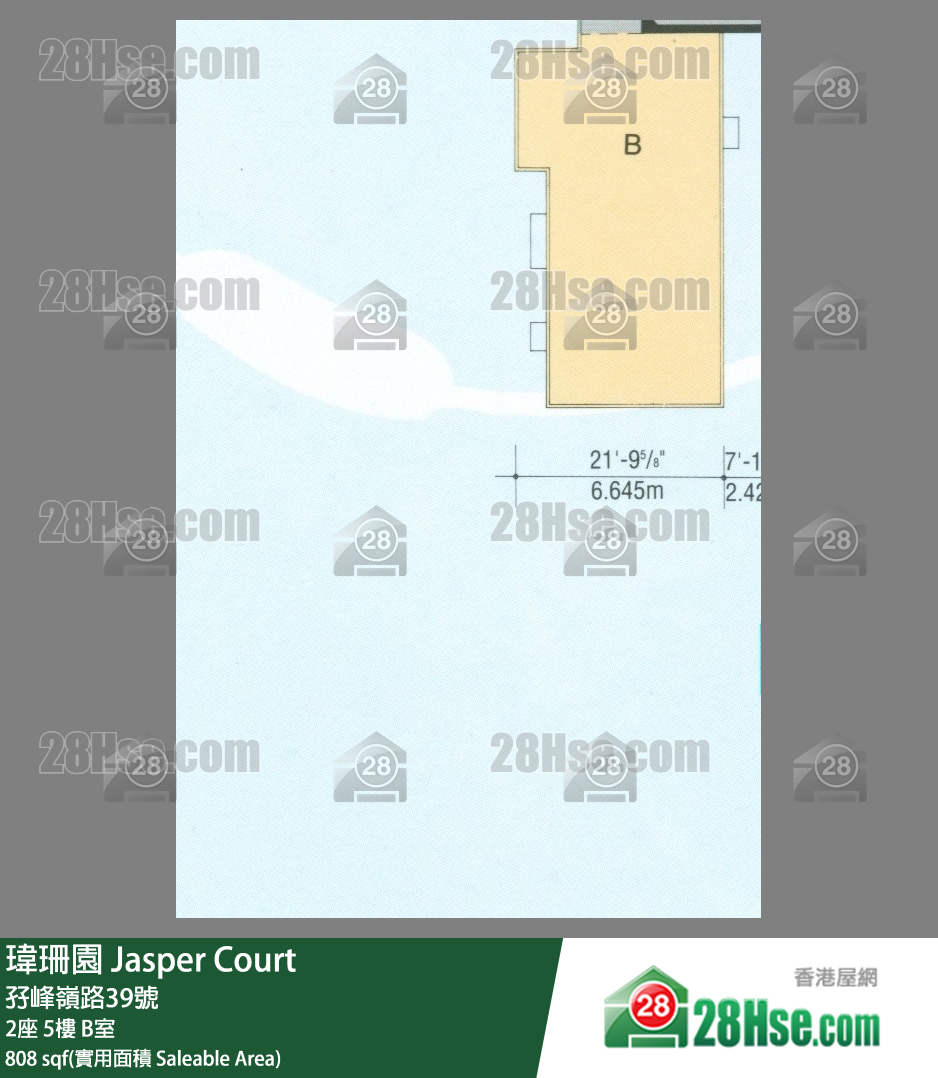 瑋珊園 2座 5樓 B室 平面圖