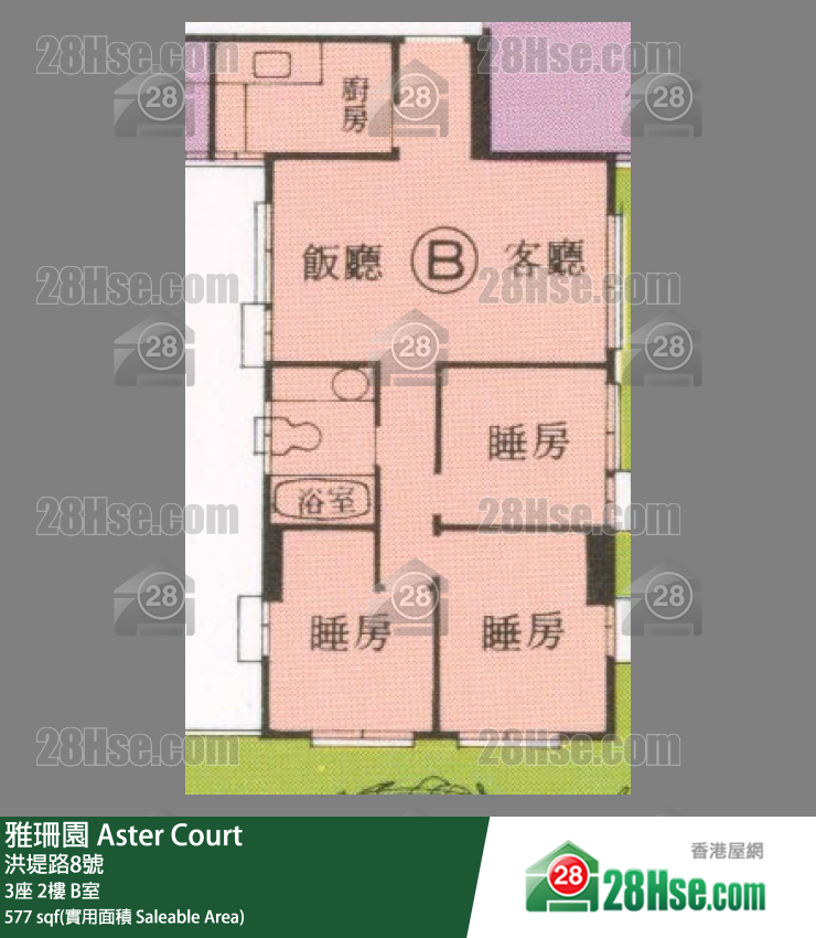 雅珊園 3座2樓 B室 平面圖