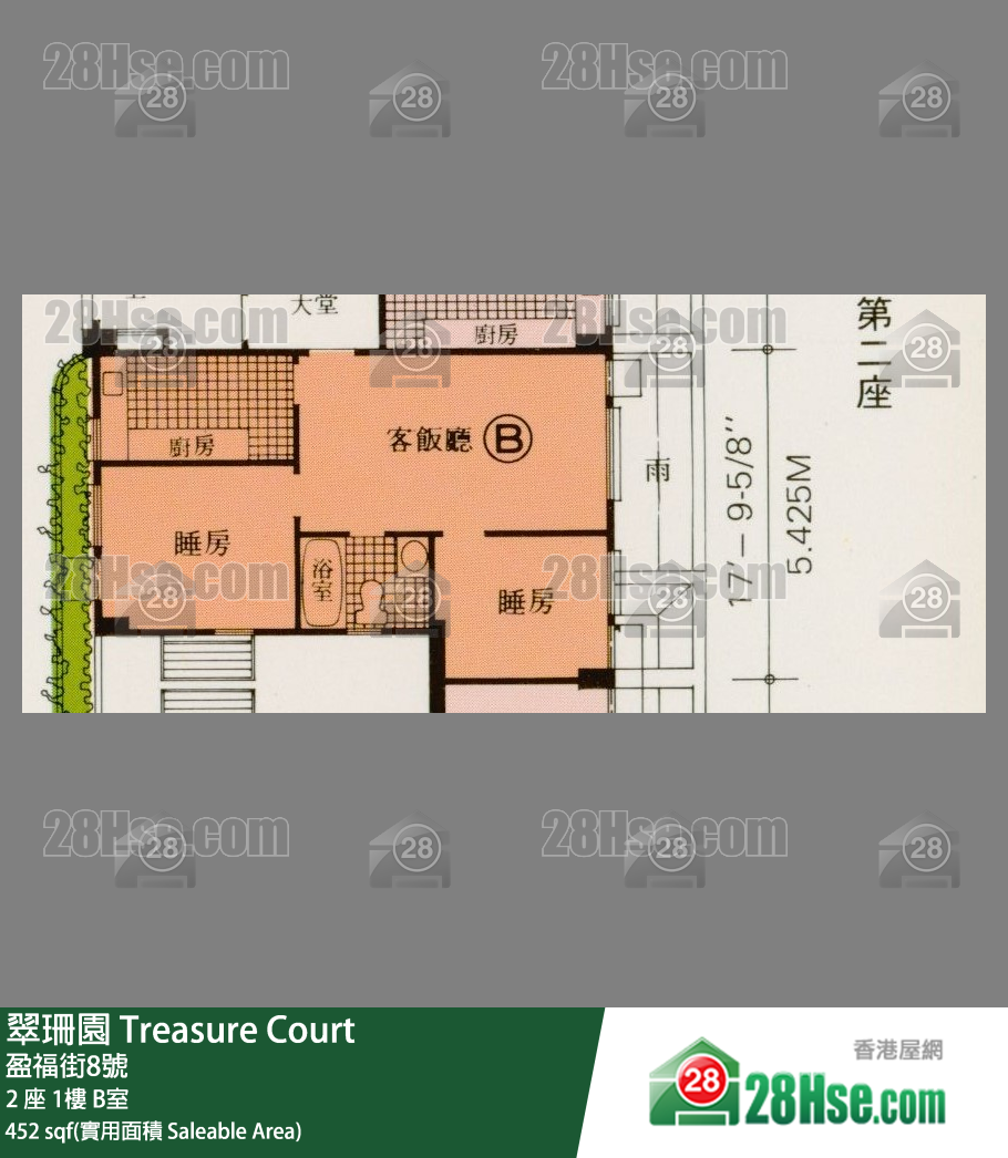 翠珊园 2 座 1楼 B室 平面图