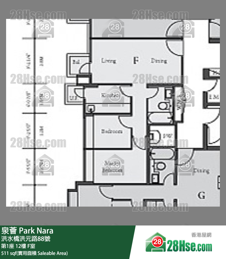 泉薈 第1座12樓 F室 平面圖