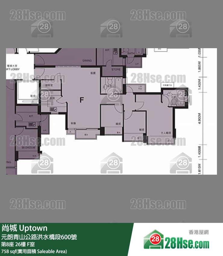 尚城 大廈第8座26樓 F室 平面圖
