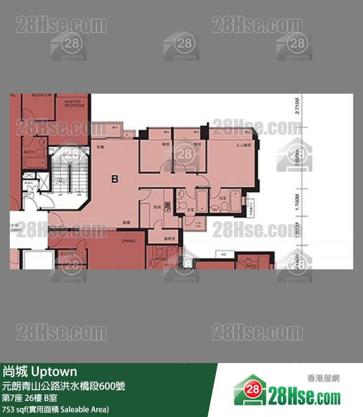 尚城 大廈 第7座 26樓 B室 平面圖