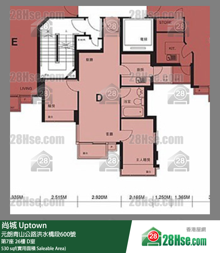 尚城 大廈第7座26樓 D室 平面圖