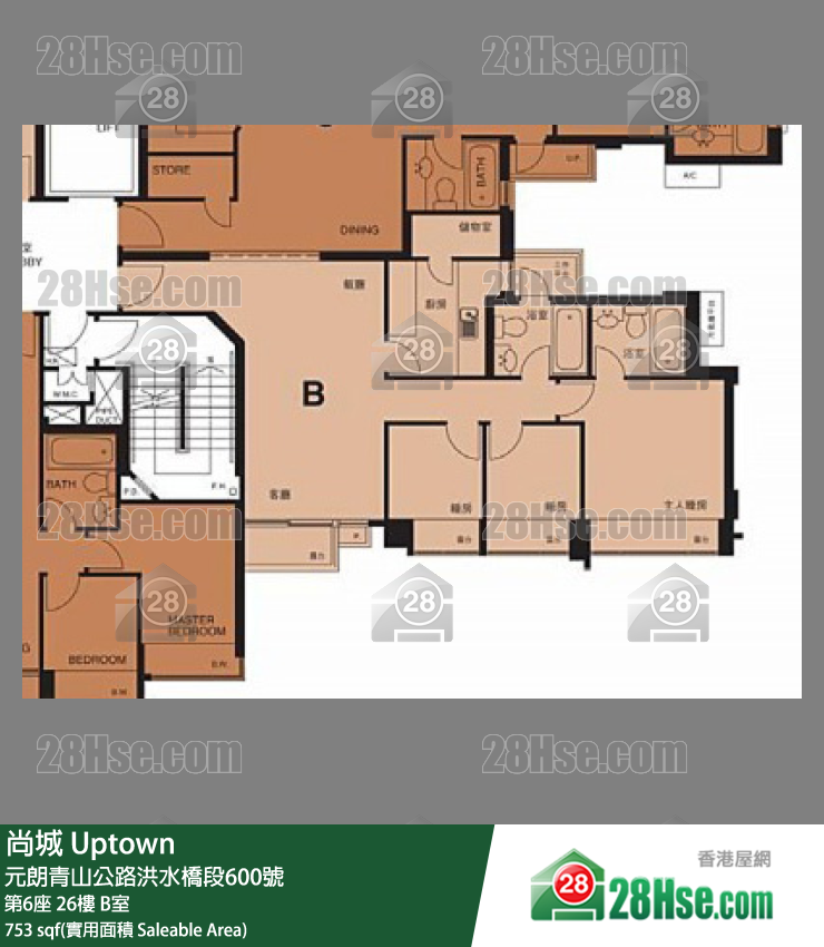 尚城 大廈第6座26樓 B室 平面圖