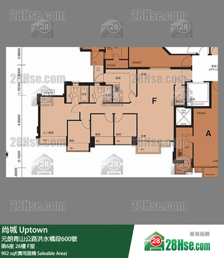 尚城 大廈第6座26樓 F室 平面圖