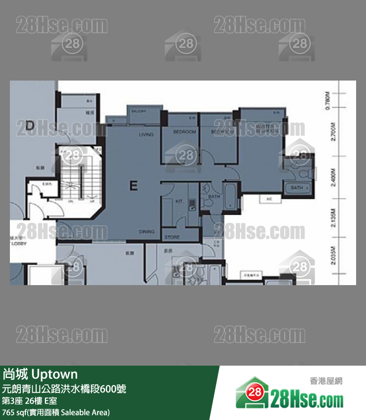 尚城 大廈 第3座 26樓 E室 平面圖