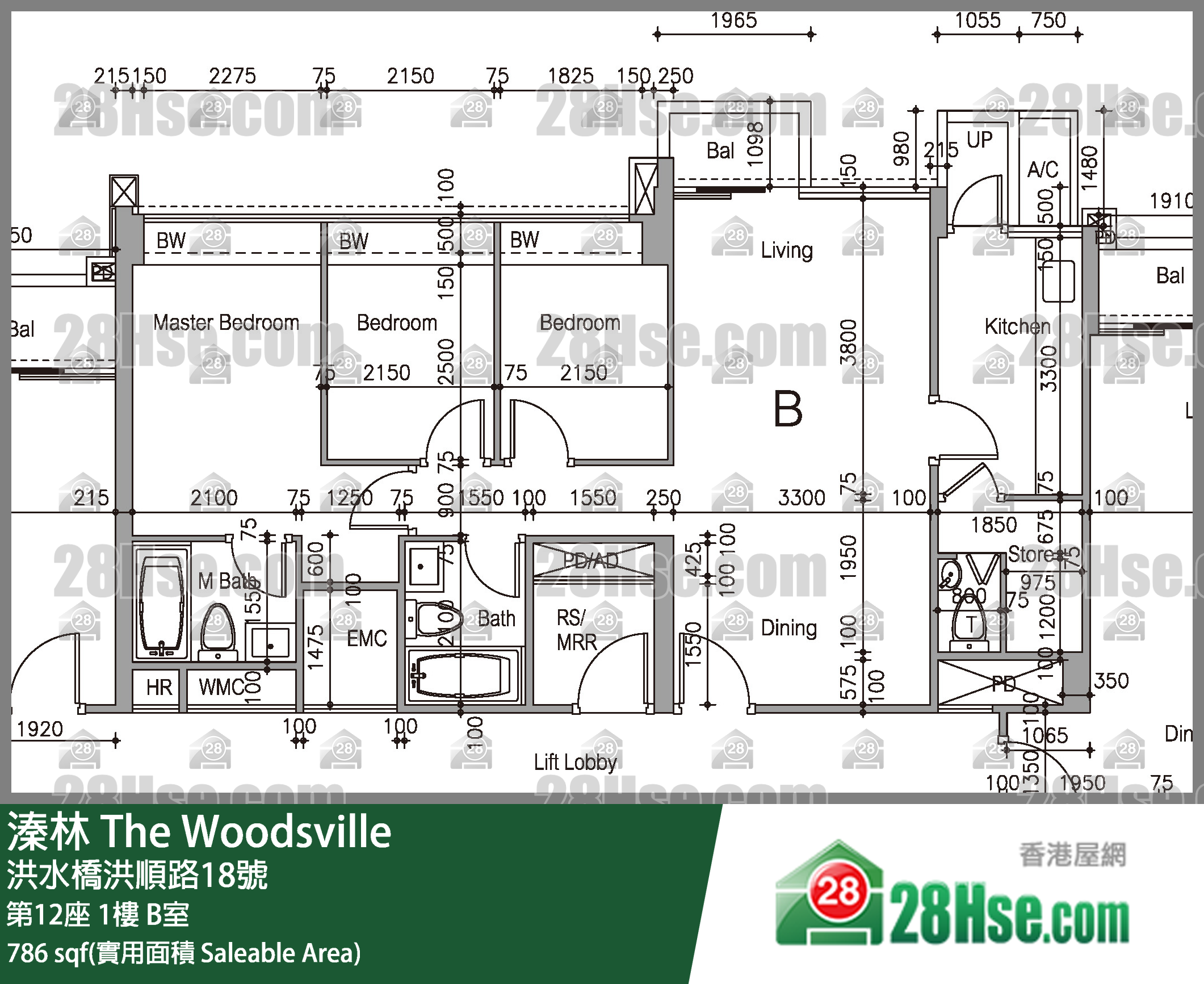 溱林 大厦第12座1楼 B室 平面图