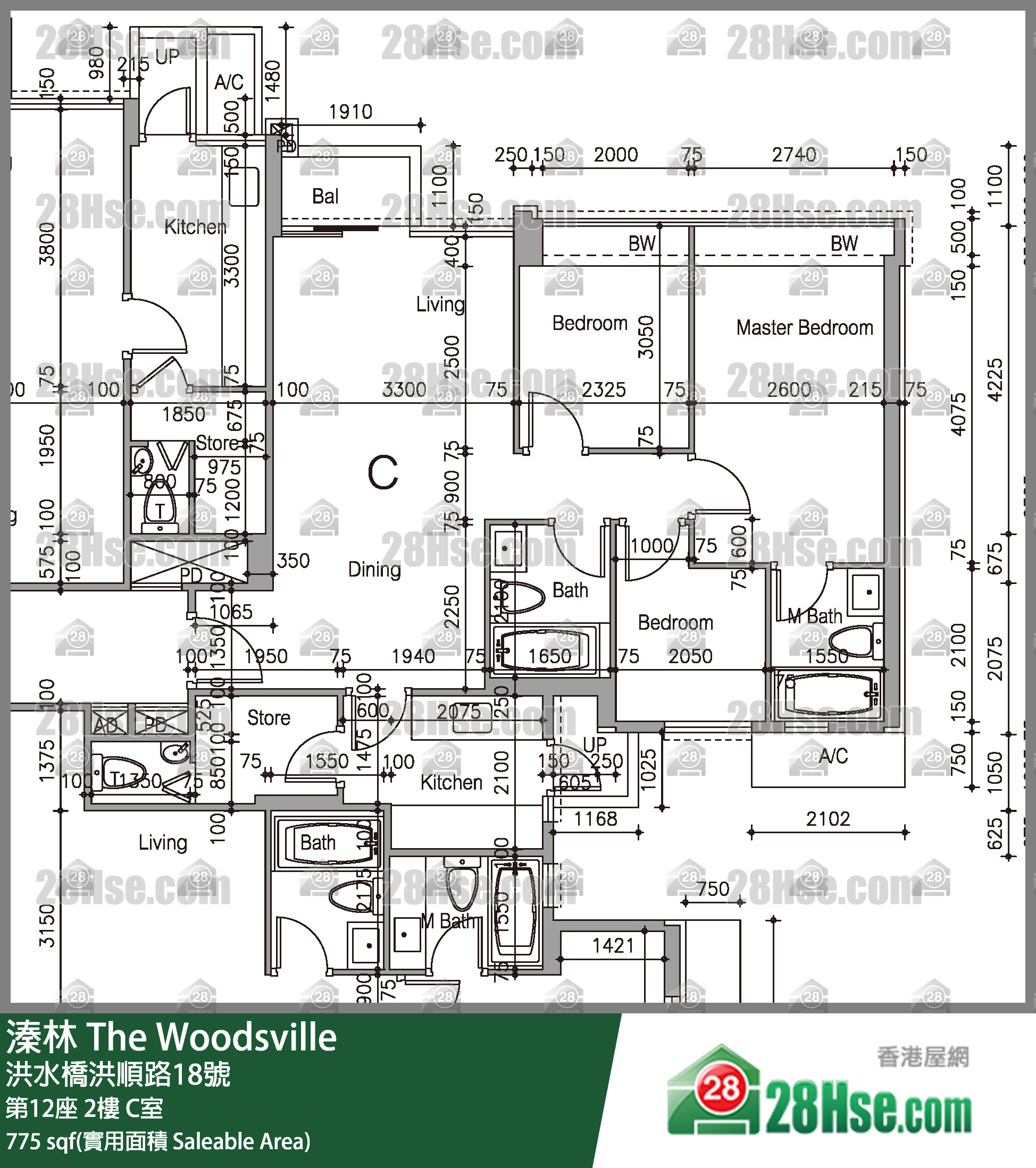 溱林 大厦 第12座 2楼 C室 平面图