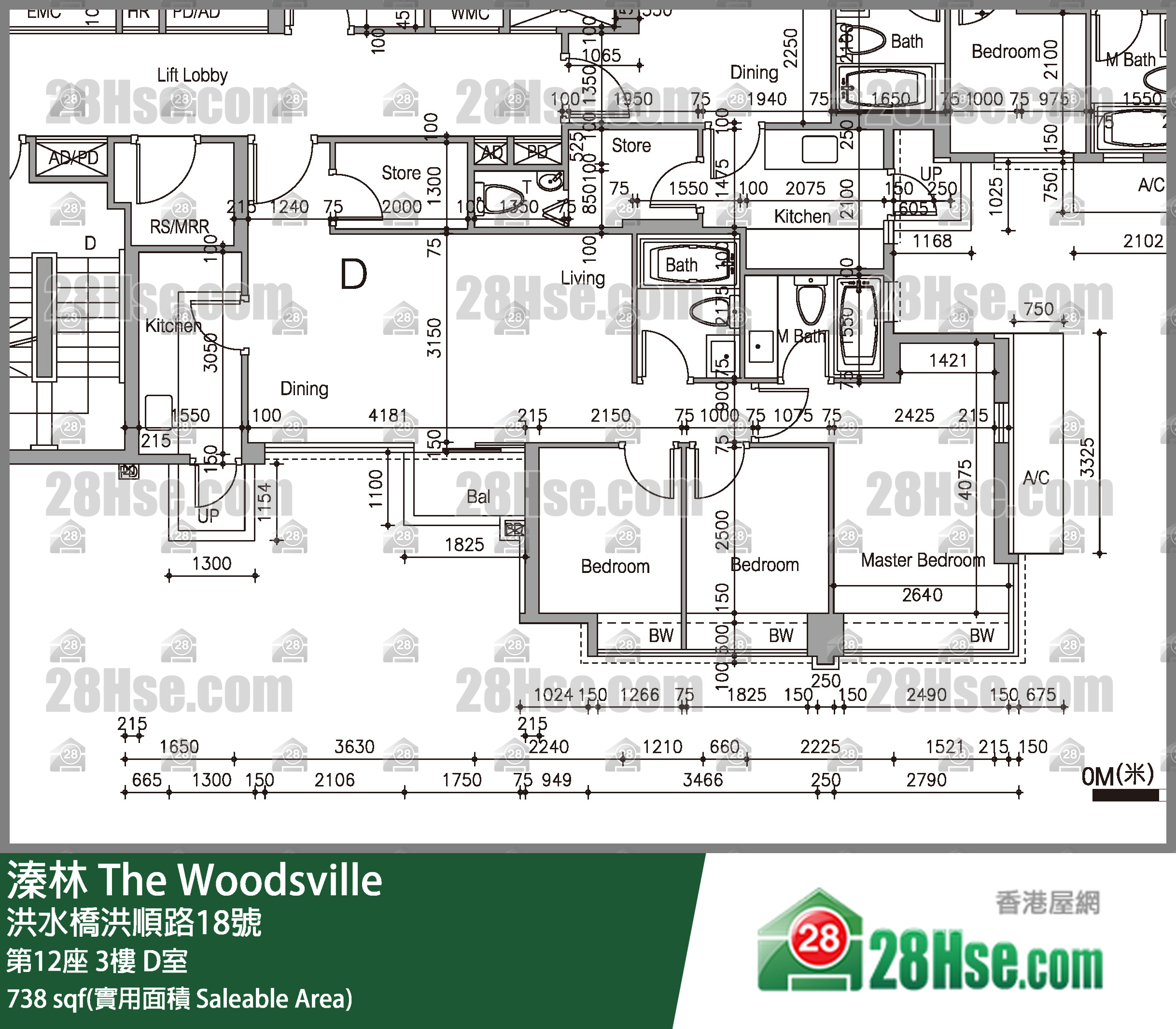溱林 大廈 第12座 3樓 D室 平面圖