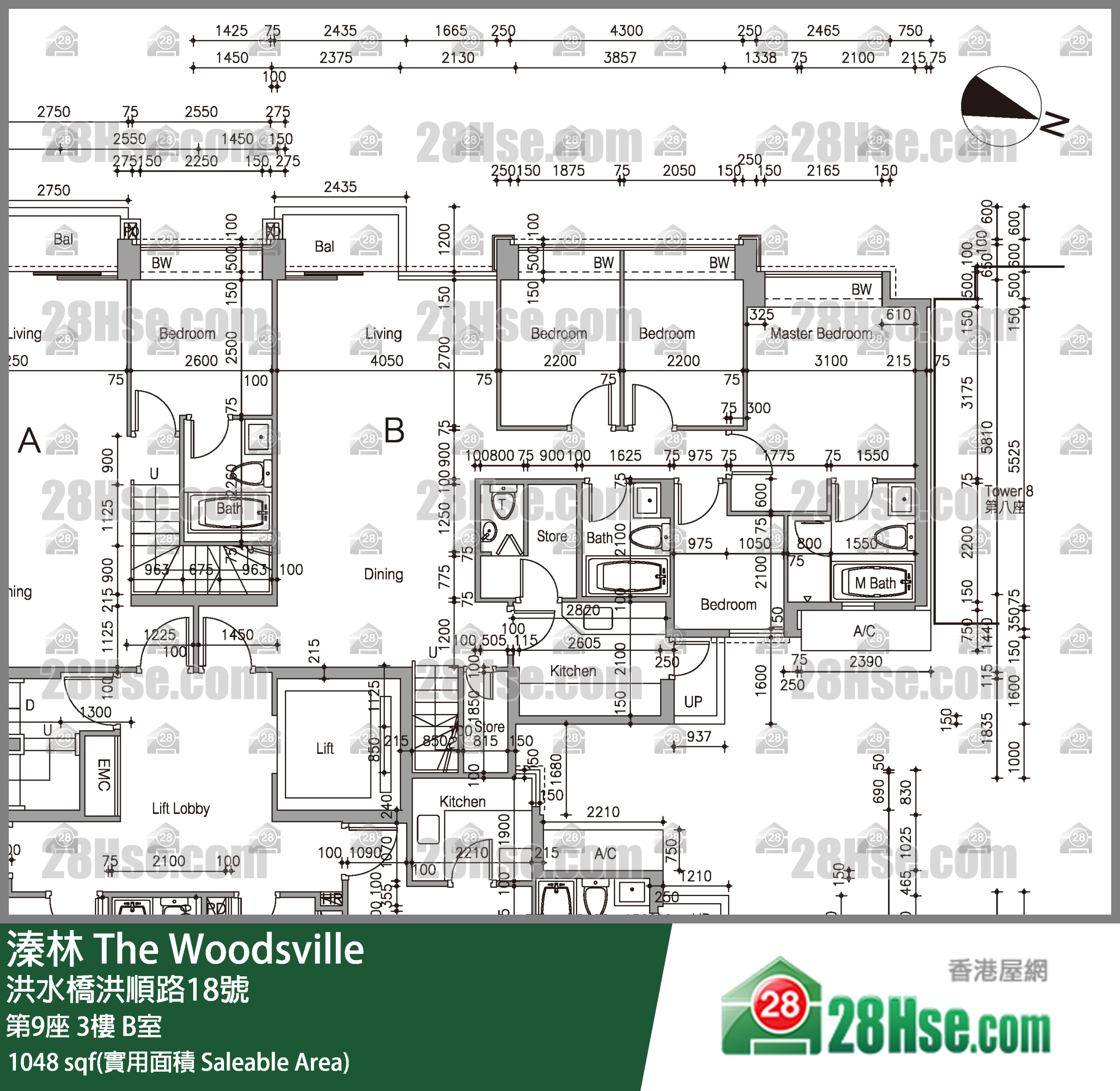 溱林 大廈第9座3樓 B室 平面圖