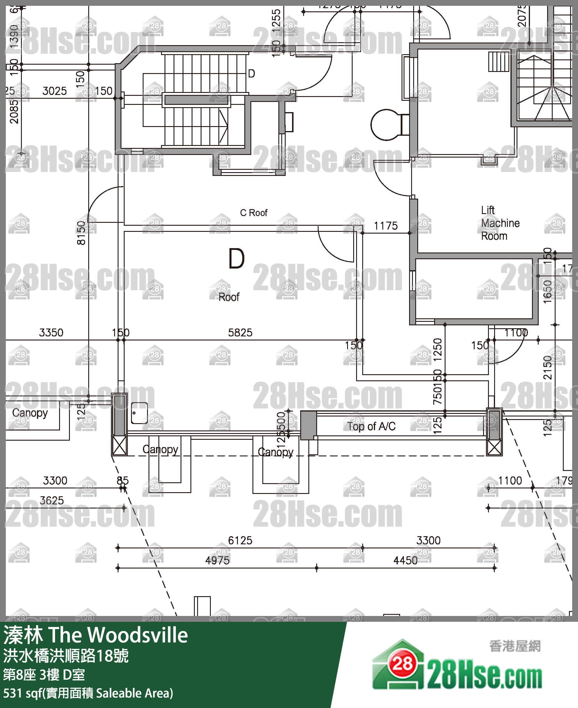 溱林 大廈 第8座 3樓 D室 平面圖