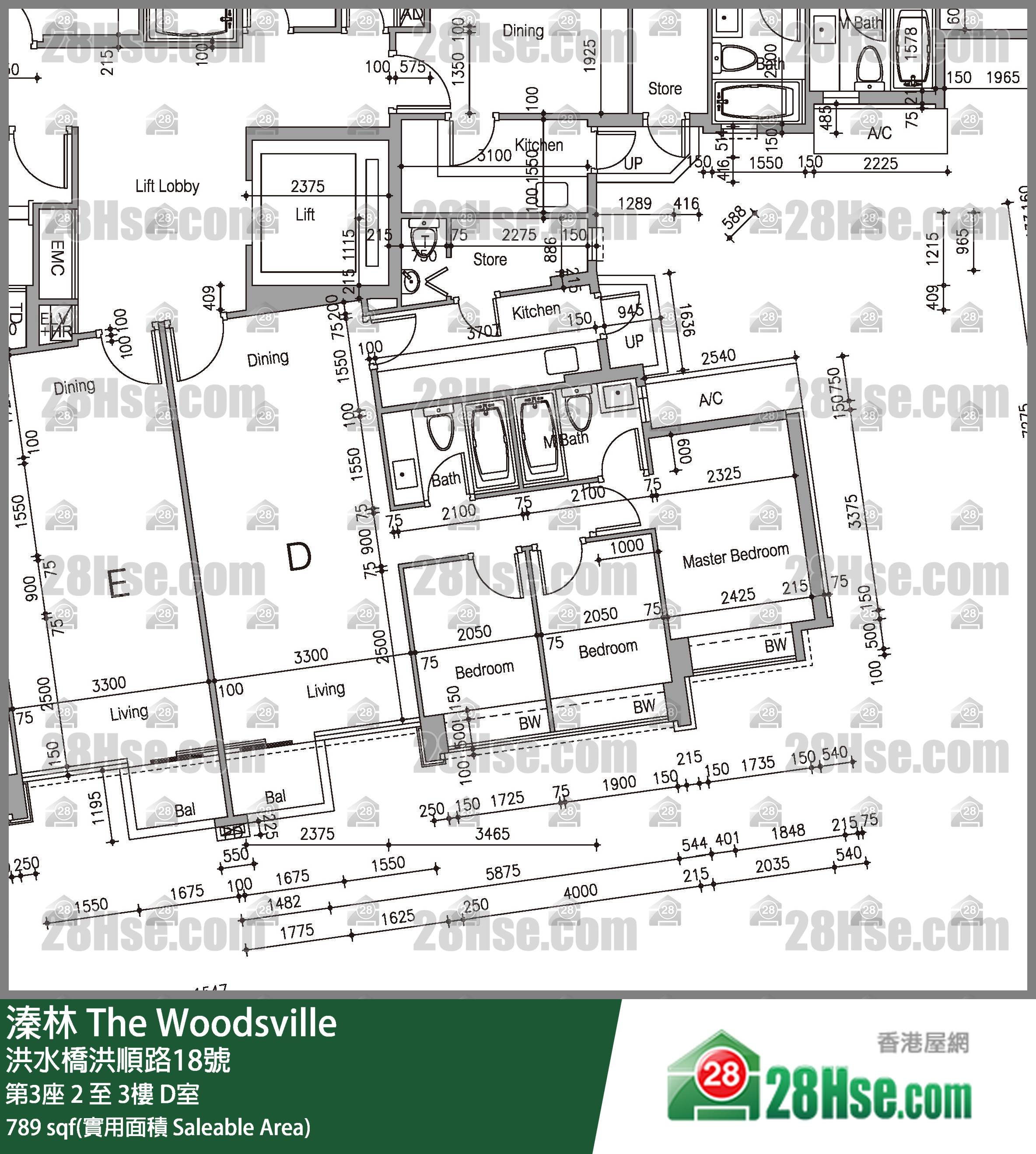 溱林 大廈 第3座 3樓 D室 平面圖