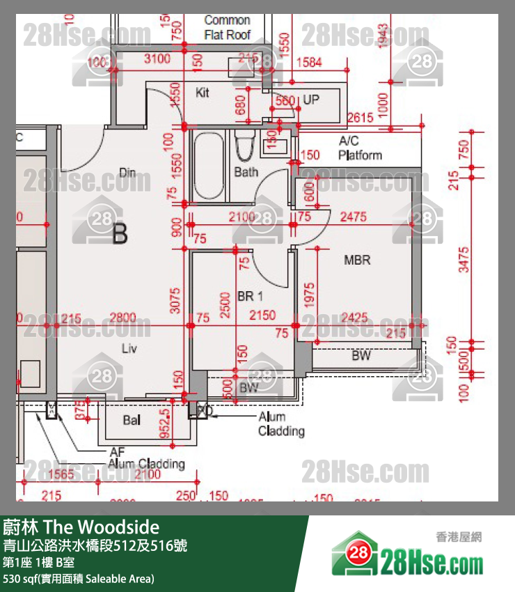 蔚林 大廈第1座1樓 B室 平面圖