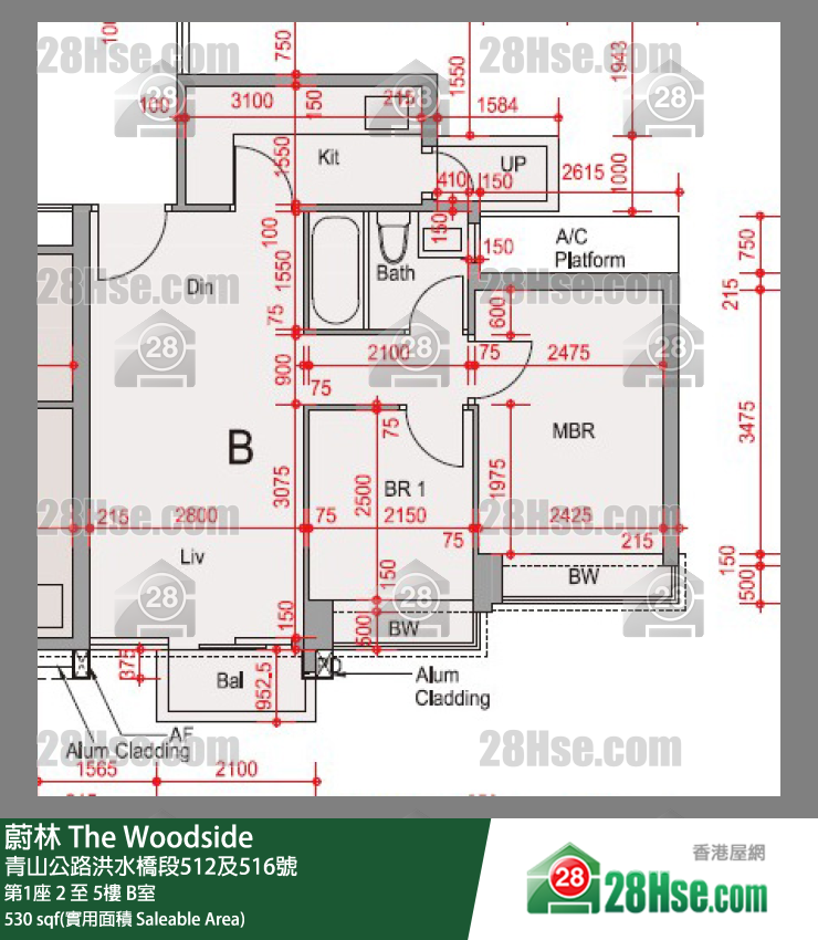 蔚林 大廈第1座3樓 B室 平面圖