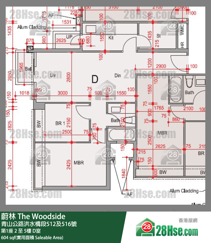 蔚林 大廈第1座3樓 D室 平面圖