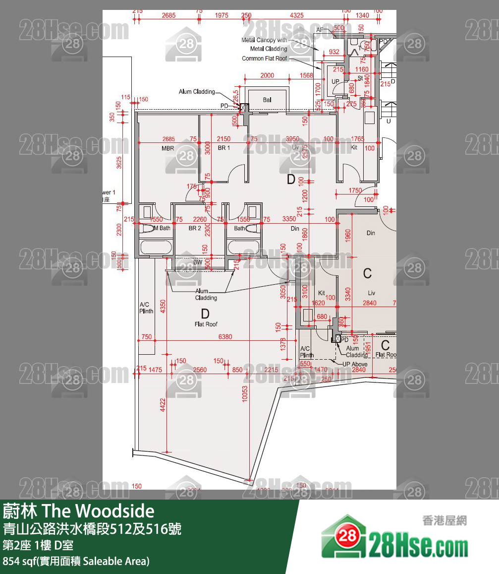 蔚林 大廈 第2座 1樓 D室 平面圖