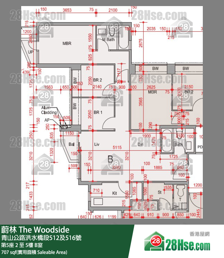 蔚林 大廈 第5座 3樓 B室 平面圖