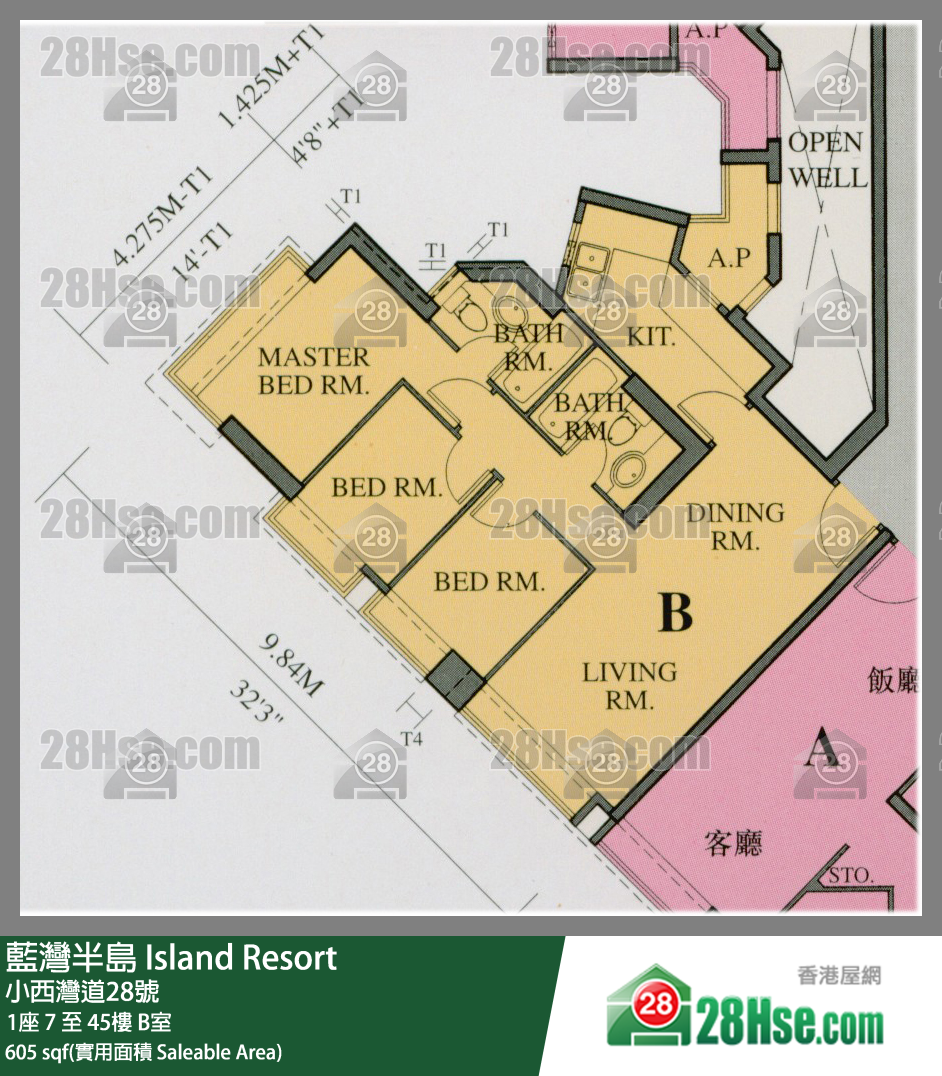蓝湾半岛 1座 37楼 B室 平面图