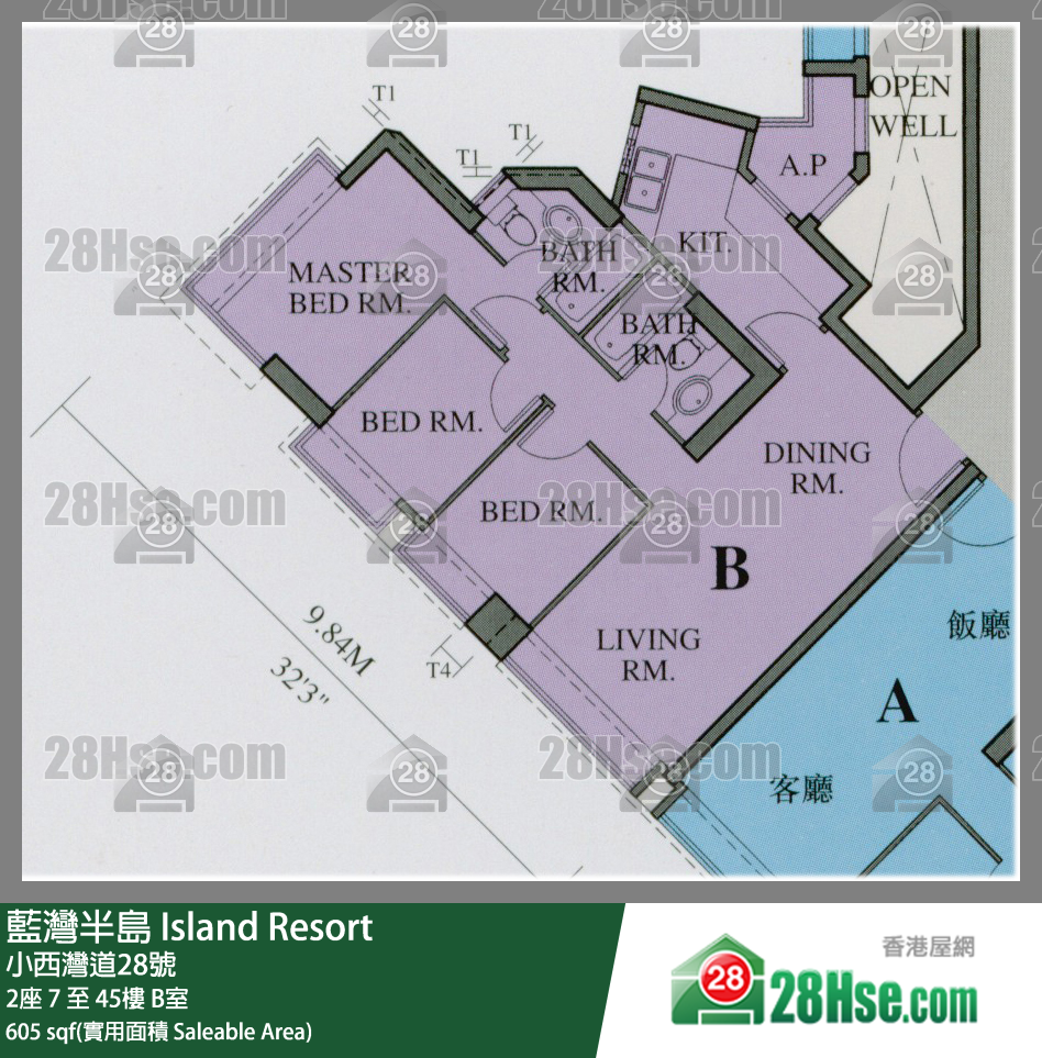 蓝湾半岛 2座21楼 B室 平面图