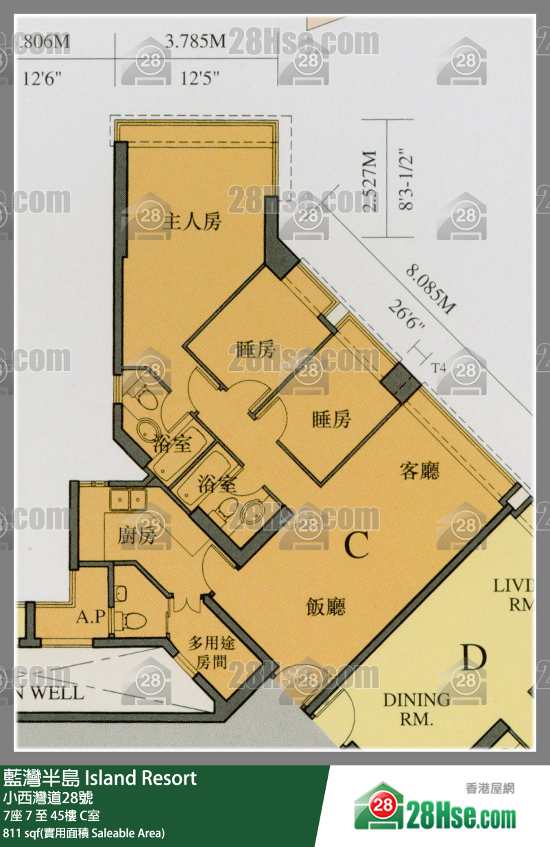 蓝湾半岛 7座 32楼 C室 平面图