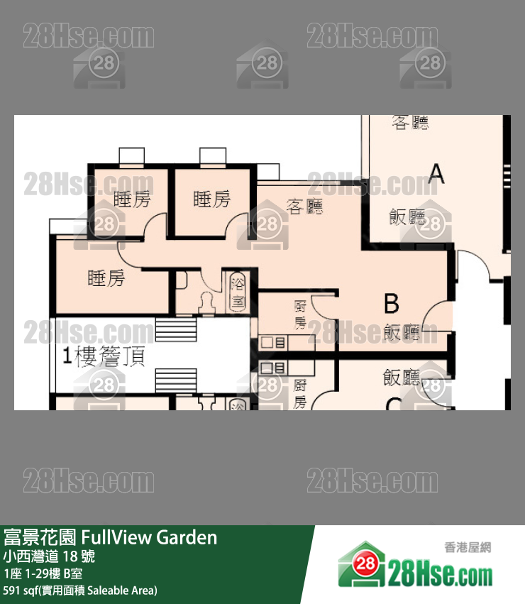 富景花園 1座6樓 B室 平面圖