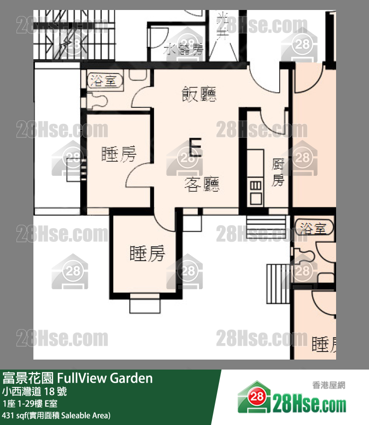 富景花園 1座8樓 E室 平面圖