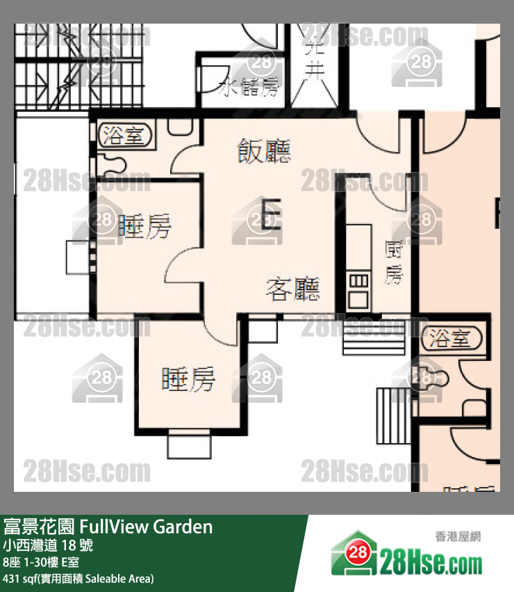 富景花園 8座14樓 E室 平面圖