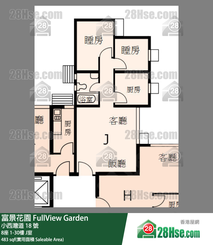 富景花園 8座7樓 J室 平面圖