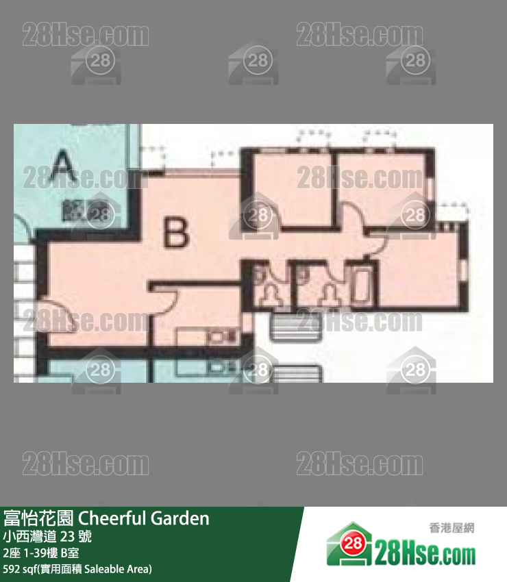 富怡花園 2座1樓 B室 平面圖