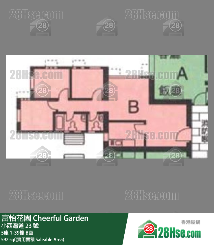 富怡花園 5座34樓 B室 平面圖