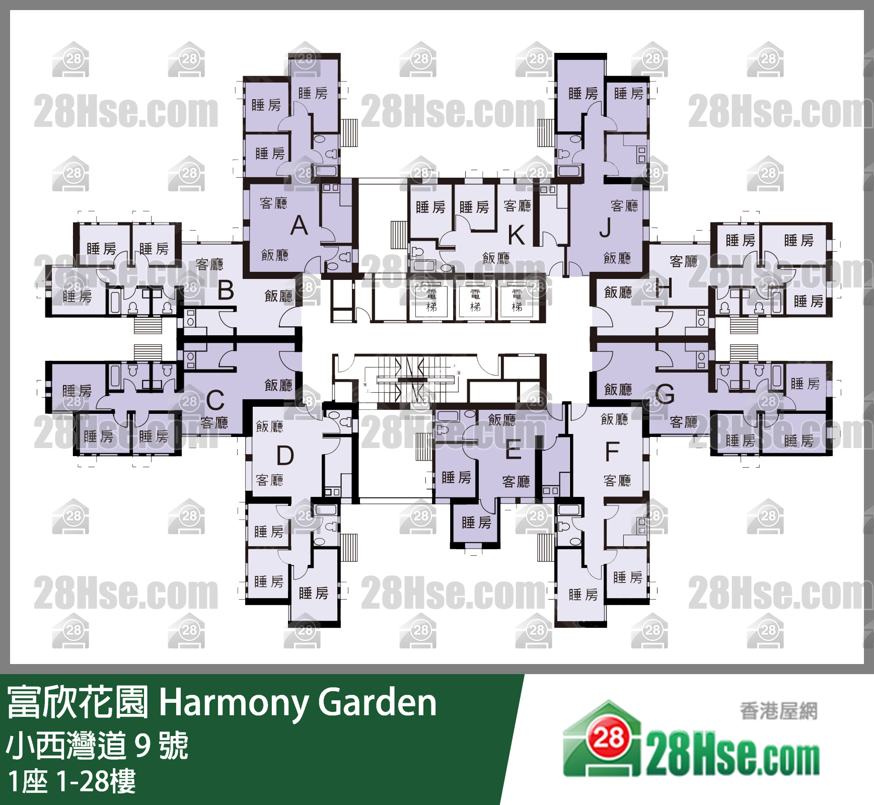 1座 1-28楼 平面图
