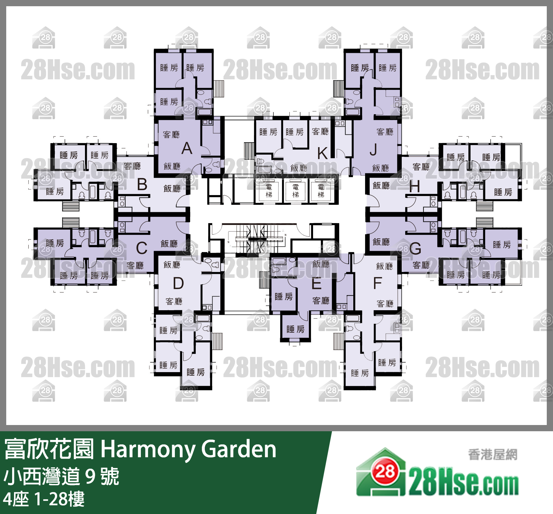 4座 1-28楼 平面图