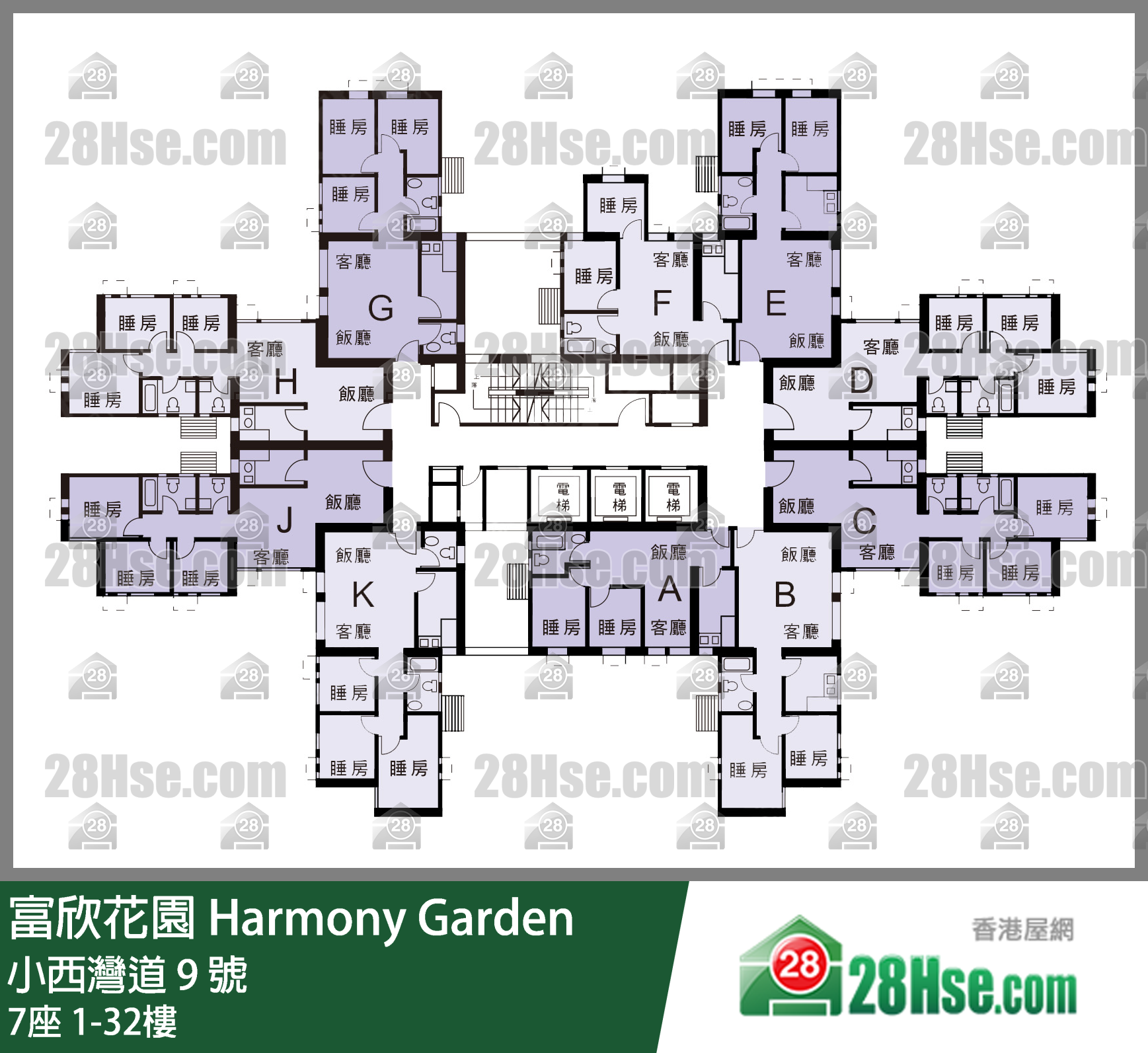 7座 1-32楼 平面图