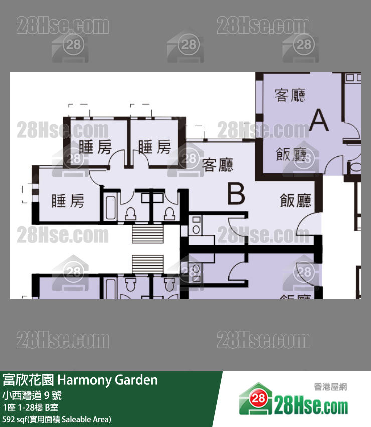 富欣花園 1座12樓 B室 平面圖