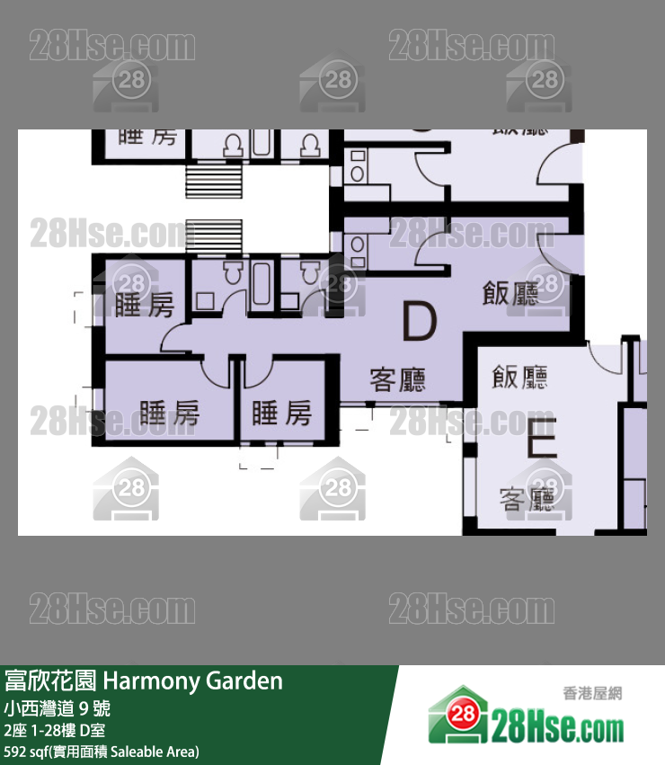 富欣花園 2座12樓 D室 平面圖