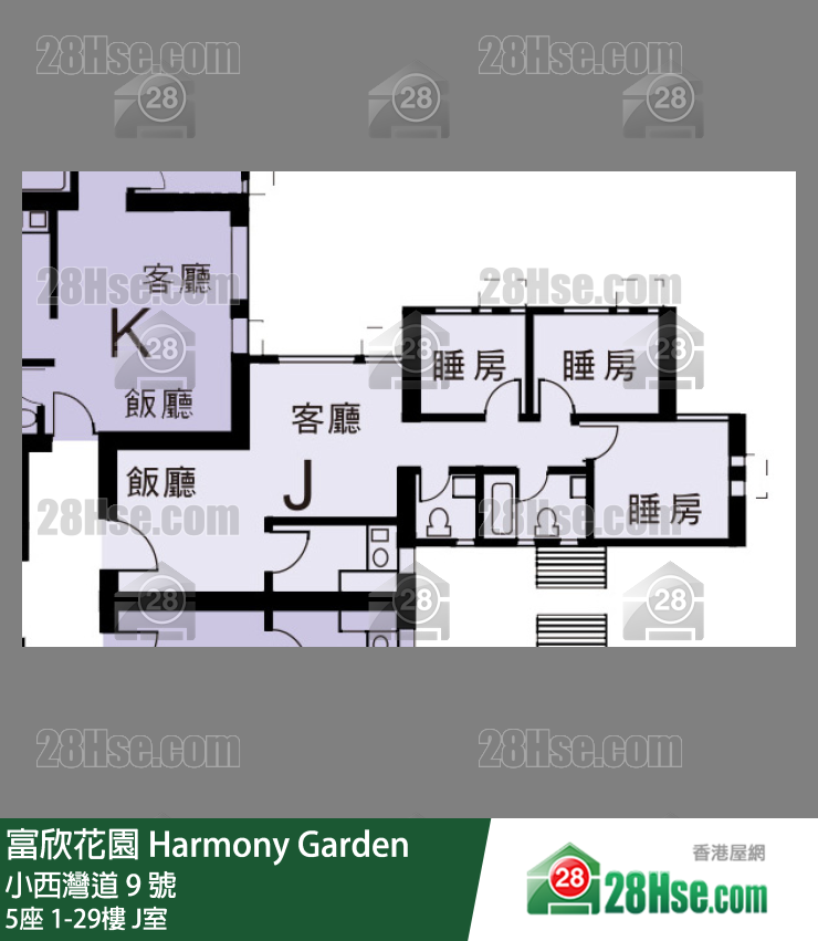 富欣花園 5座24樓 J室 平面圖