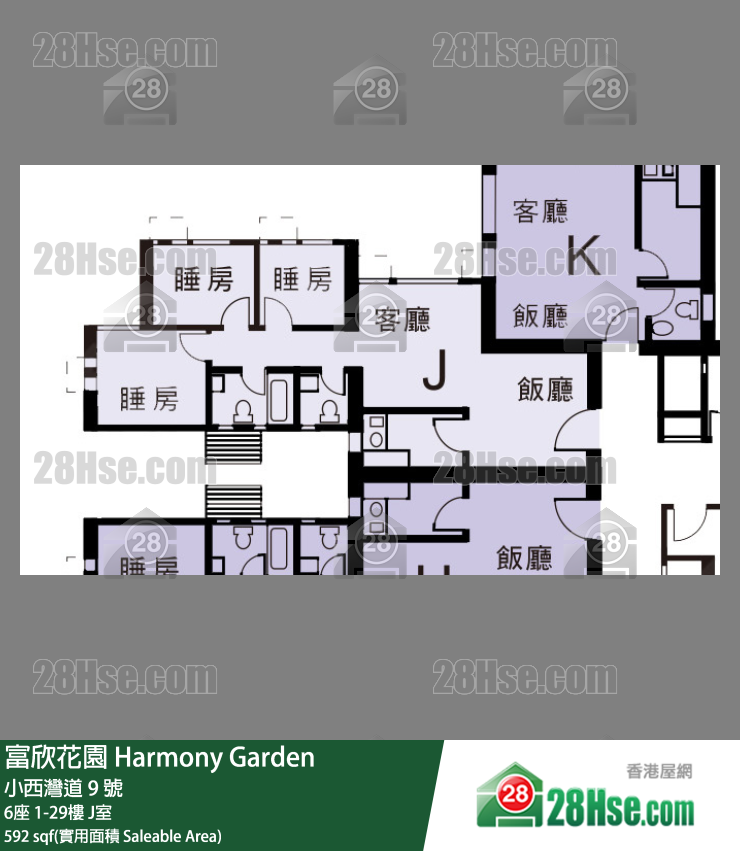 富欣花園 6座19樓 J室 平面圖