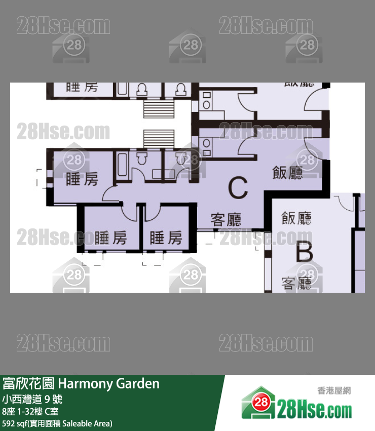 富欣花園 8座22樓 C室 平面圖