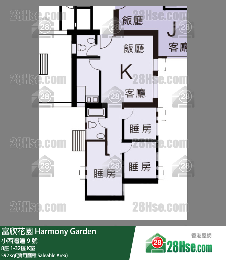 富欣花園 8座18樓 K室 平面圖