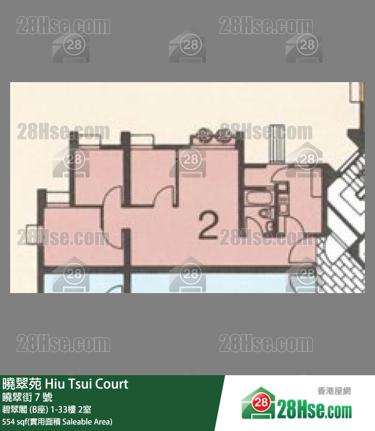 曉翠苑 碧翠閣 (B座) 4樓 2室 平面圖