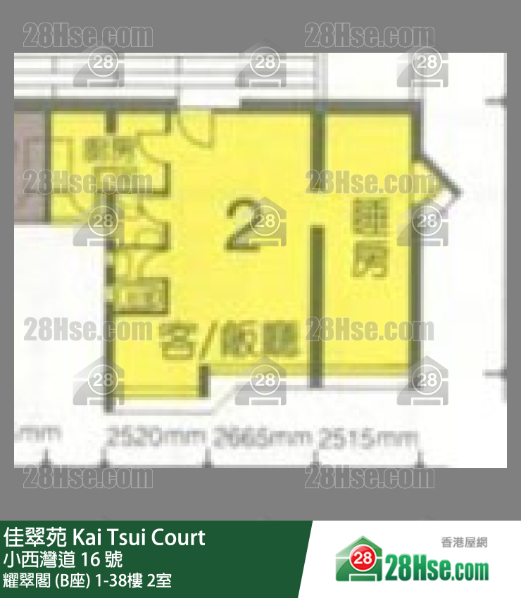 佳翠苑 耀翠阁 (B座)38楼 2室 平面图