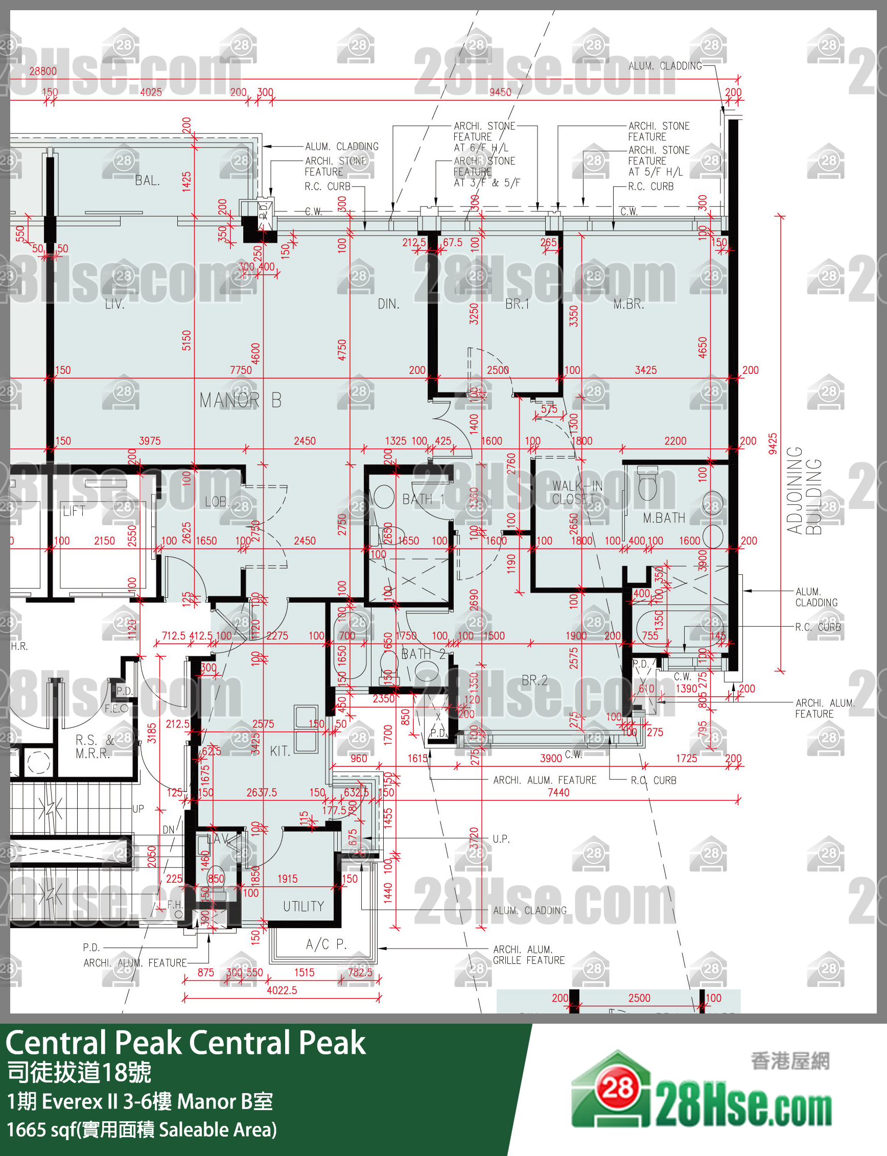 Central Peak 單位平面圖(由 28Hse 提供)
