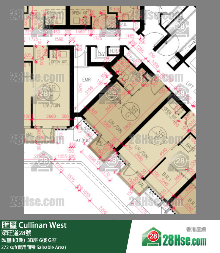 匯璽 匯璽II(3期)  3B座 6樓 G室 平面圖
