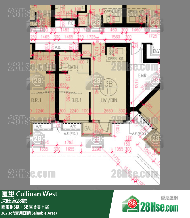 汇玺 汇玺II(3期)  3B座 6楼 H室 平面图