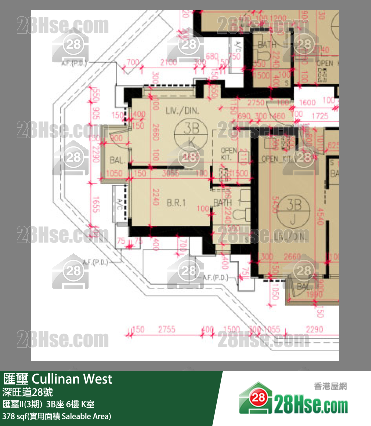 汇玺 汇玺II(3期) 3B座6楼 K室 平面图