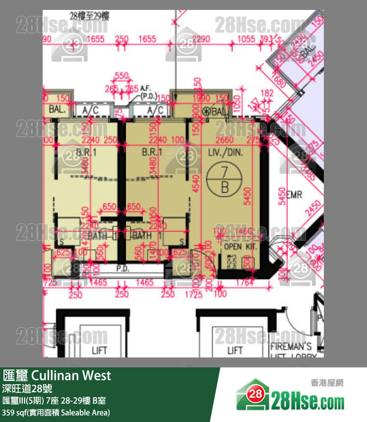 汇玺 汇玺III(5期) 7座 29楼 B室 平面图