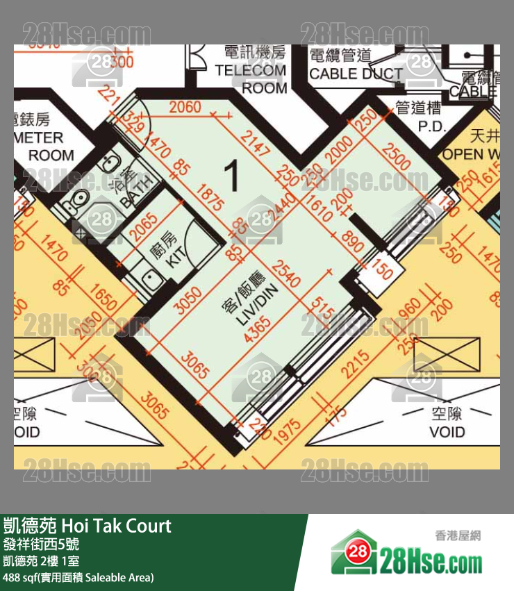凱德苑 凱德苑 2樓 1室 平面圖